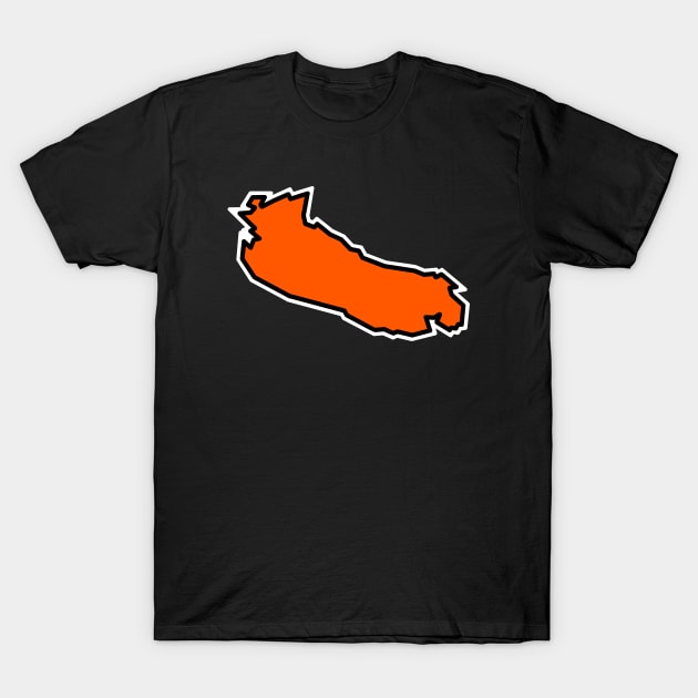 Gabriola Island Outline inTangerine Orange with Black Outline - Gabriola Island T-Shirt by City of Islands